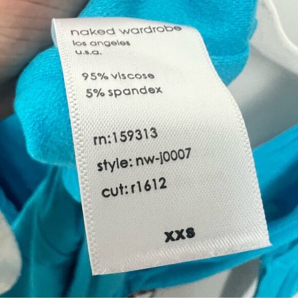 NWT Naked Wardrobe NW Scoop Me Up Long Sleeve Romper Ocean Blue sz XXS Snatched - Picture 8 of 10